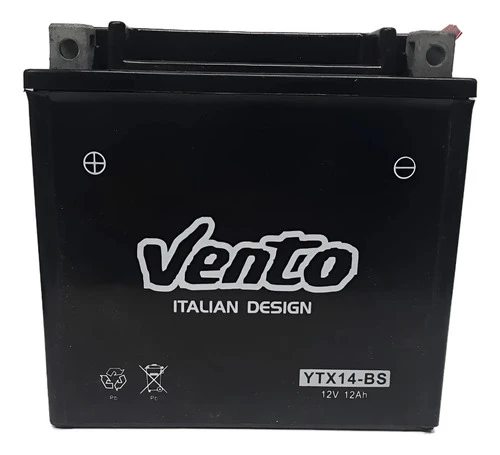 Bateria Moto Ytx14-bs 12v 12ah Gs500 Ácido Vento Gkmotos